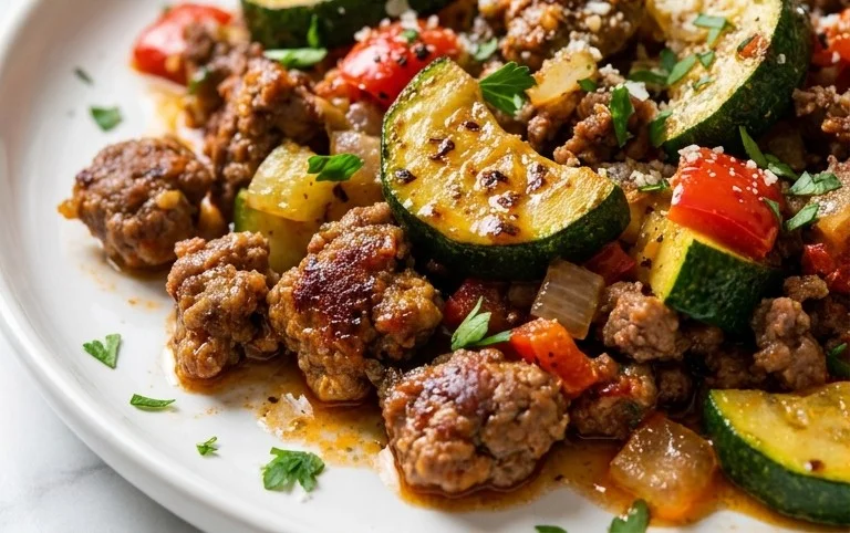 Schnelle Zucchini Hackfleisch Pfanne