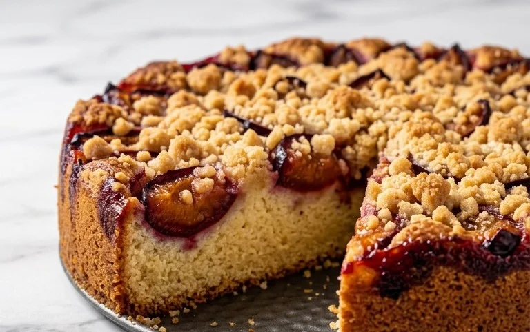 Saftiger Pflaumenkuchen mit Streuseln aus Springform