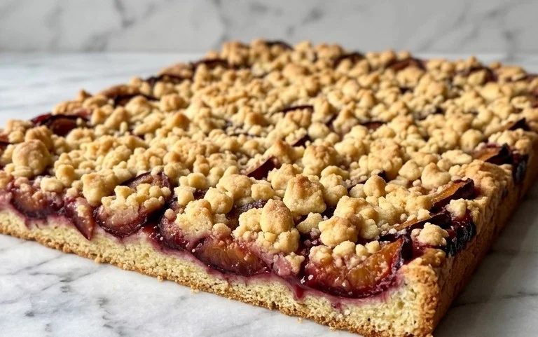 Saftiger Pflaumenkuchen mit Streusel vom Blech