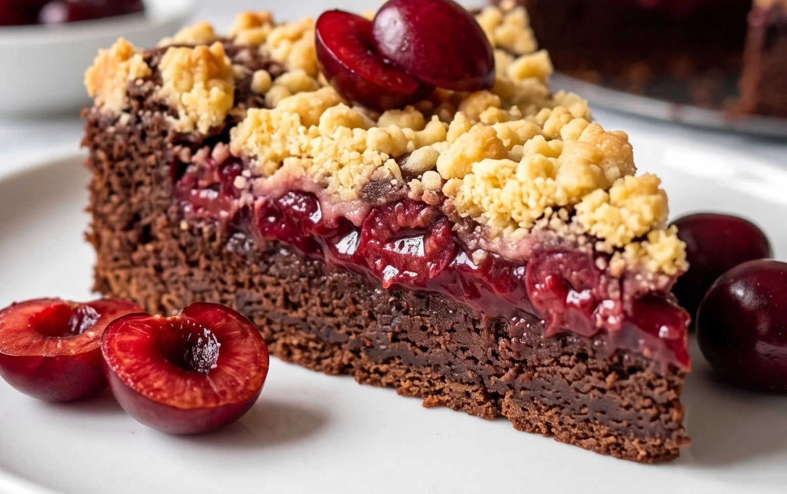 Schoko-Kirsch Extractkuchen mit Streuseln